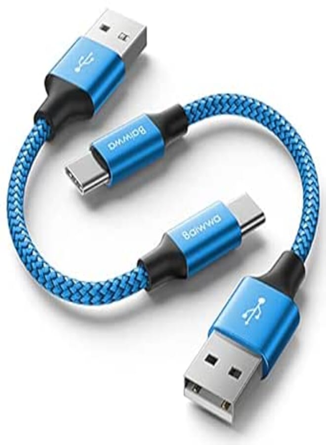 Short USB C Cable [2-Pack, 1ft], Baiwwa 3A Fast Charging USB A to Type C Cord Braided Charger Compatible with Samsung Galaxy S22 S22+ S21 S21+ S21 Ultra S20 S10 S9 Plus Note 20 A72 A71 A52 A51 A20 A11